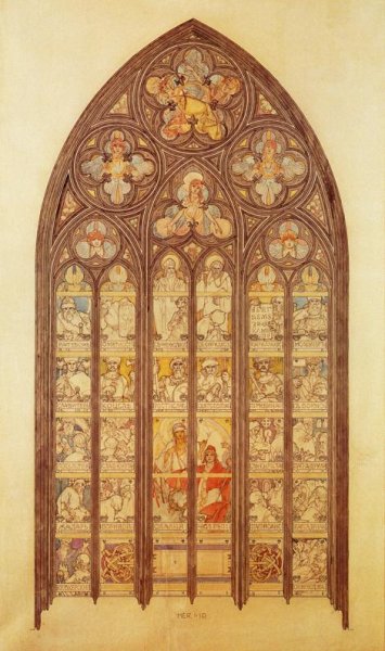 Design for a stained-glass window in St. Vitus Cathedral, 1931